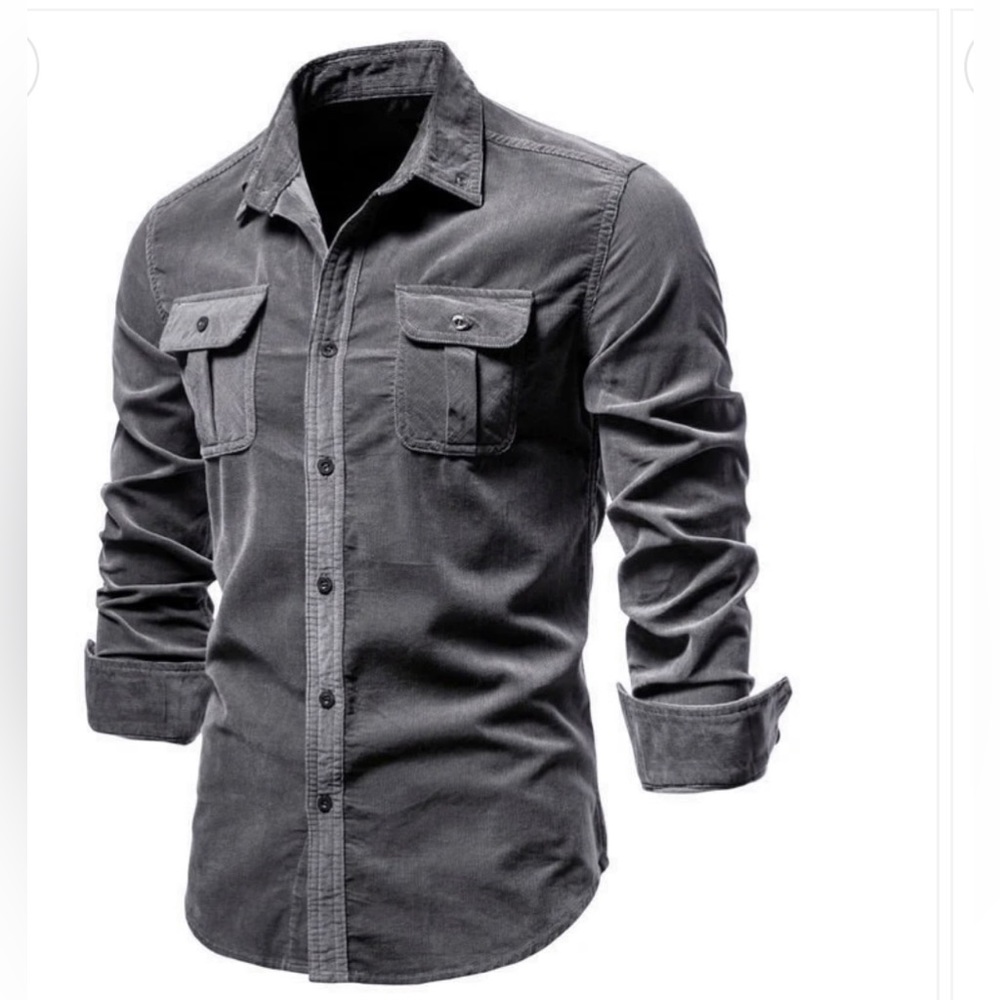 NWT Limitsix Slim Corduroy Shirt gray in size XL.